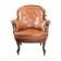 Fauteuil en cuir et noyer cognac, Tchécoslovaquie années 1940