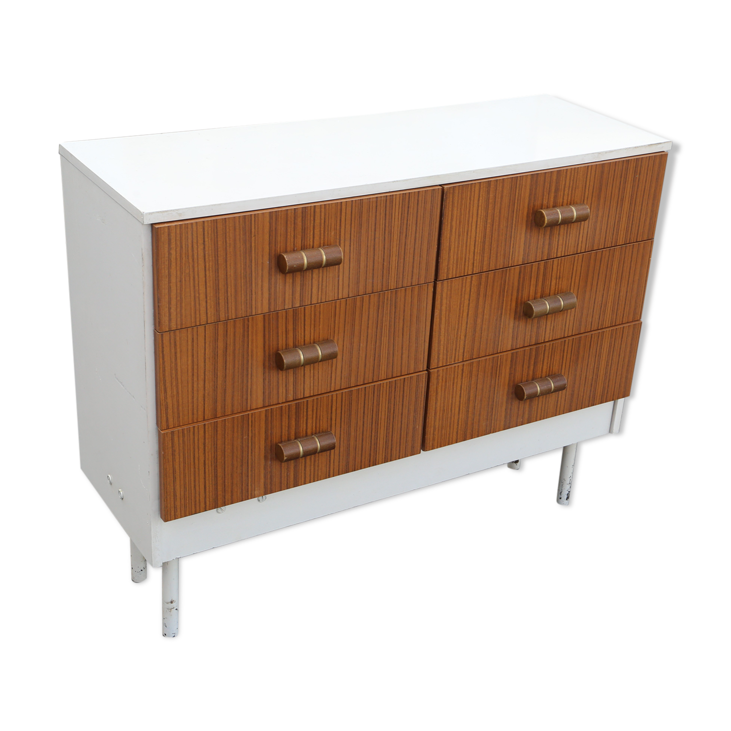Vintage chest of drawers in metal and fomica