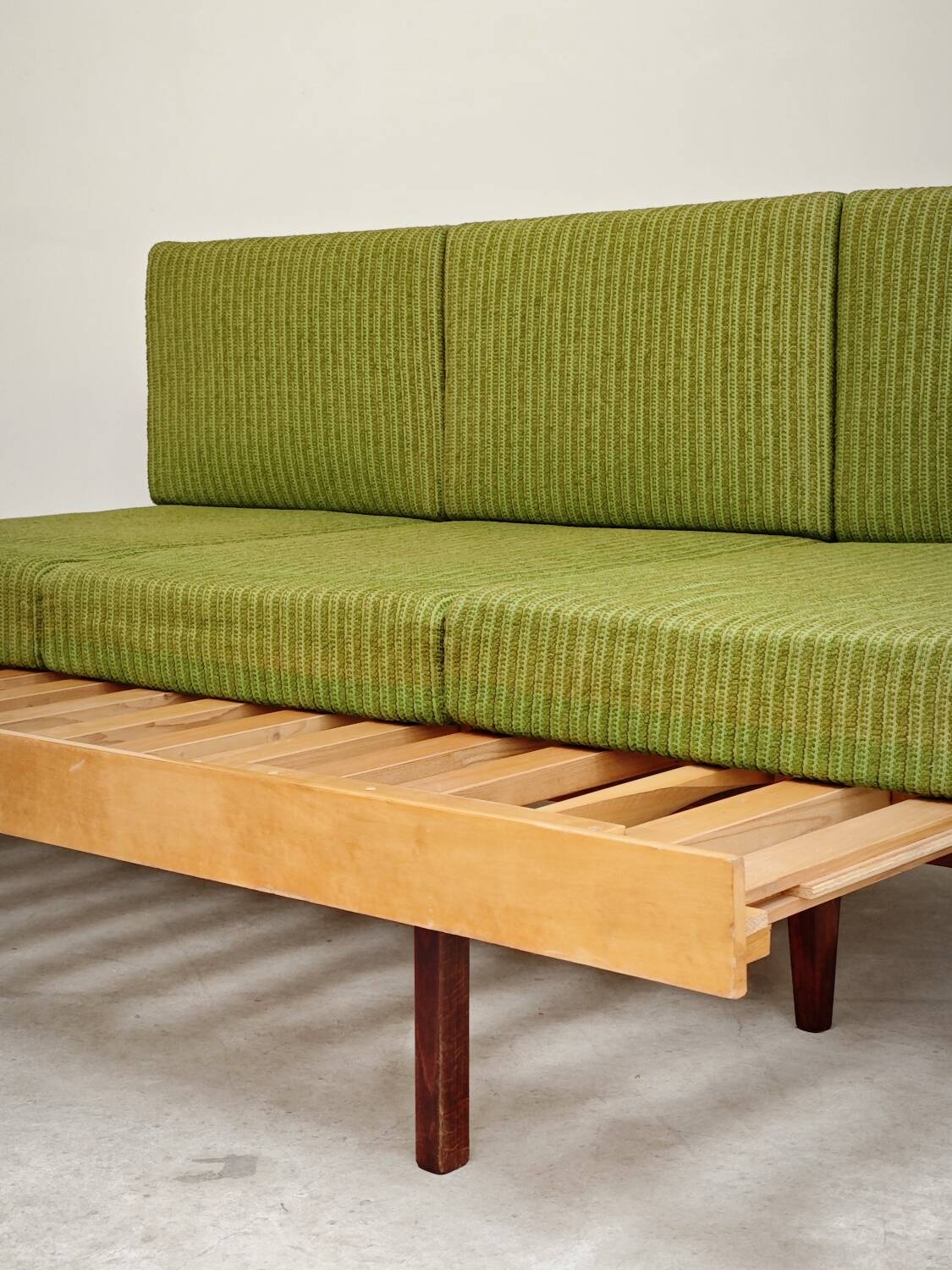 Jitona Sobeslav 1970s Green Fabric Folding Sofa