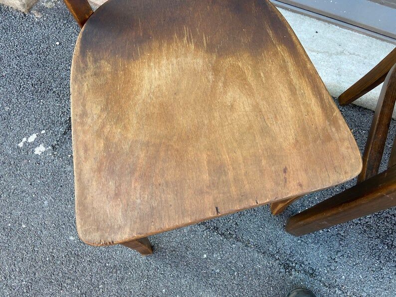 4 mismatched bistro chairs curved wood