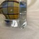 Checkerboard glass ashtray from the 1980s