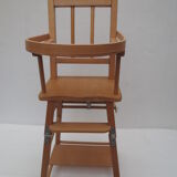 doll high chair with bars, light wood