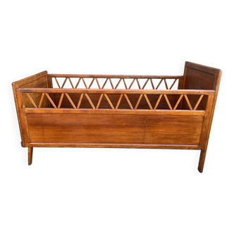 Handmade children's bed with compass feet 1950