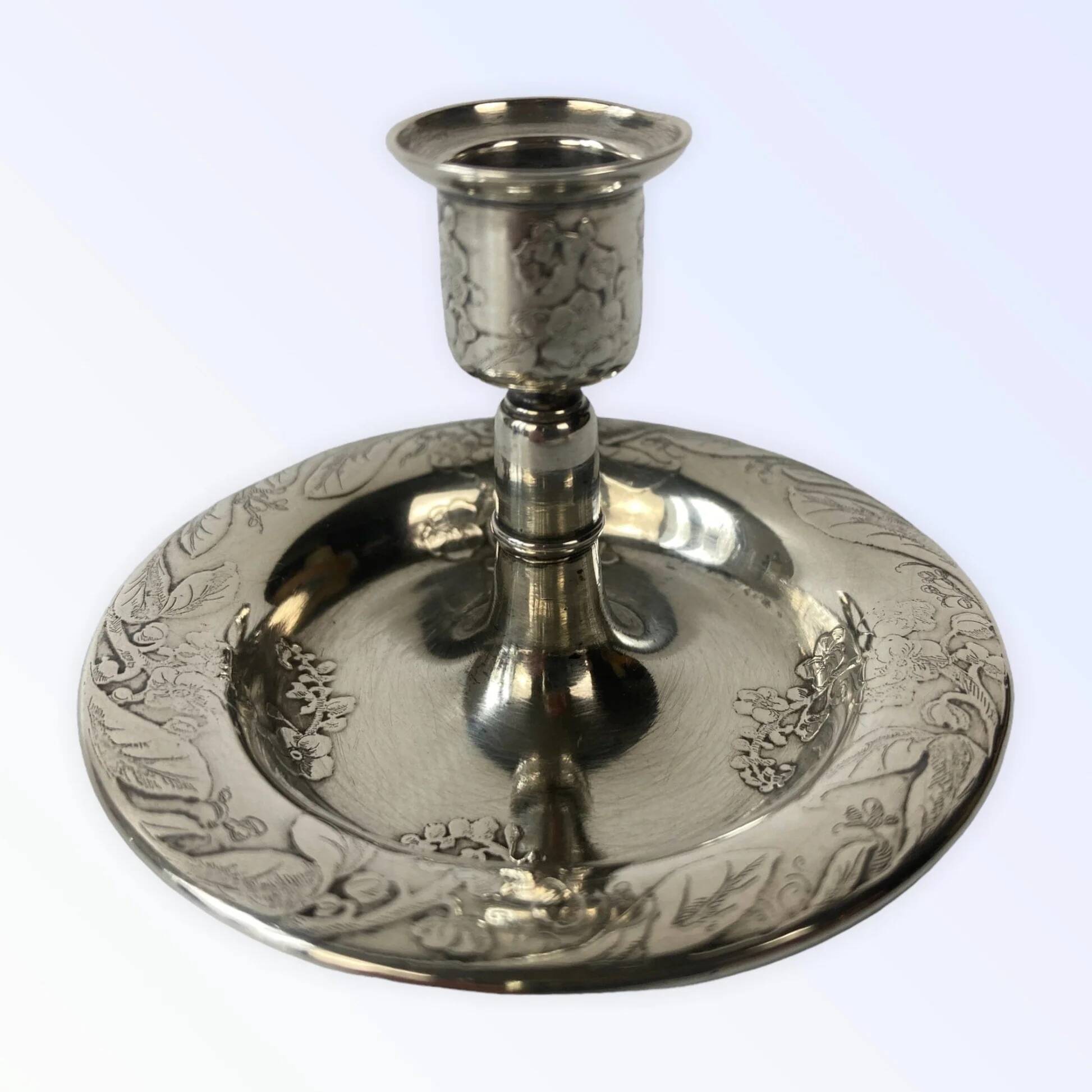 Tiffany and Co. antique hand candlestick, solid silver, Art Nouveau, Japonisme.