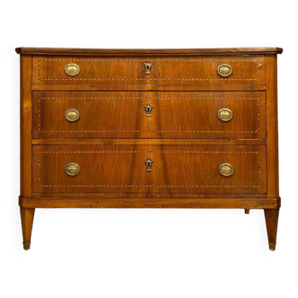 Commode Louis XVI en acajou et marquèterie vers 1800