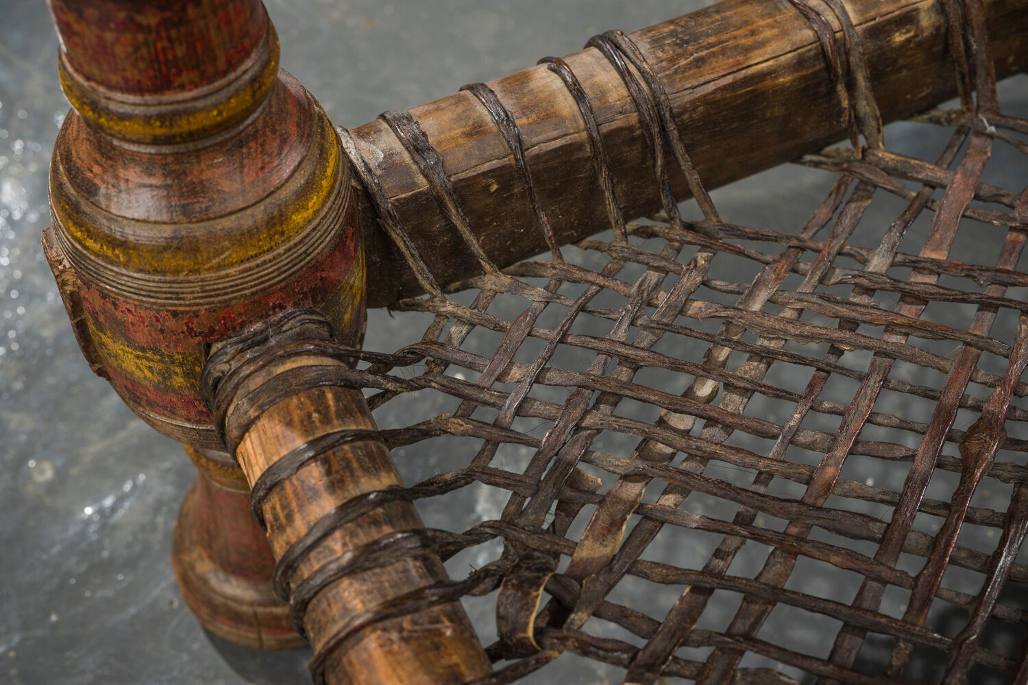 African Carved Wood & Rawhide Side Chair, 19th Century