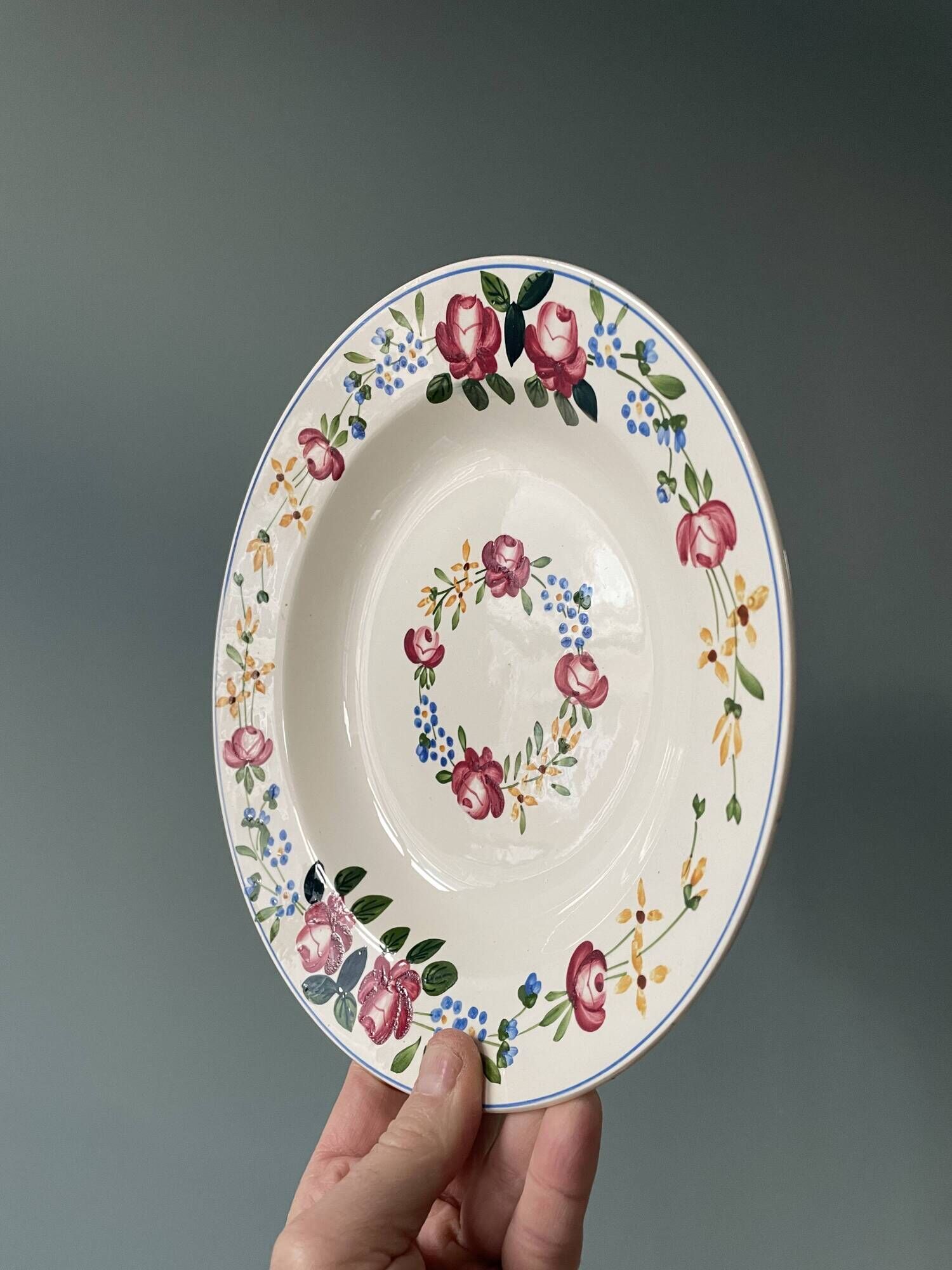 Series of 6 Digoin Sarreguemines hollow plates, model "Piccola"