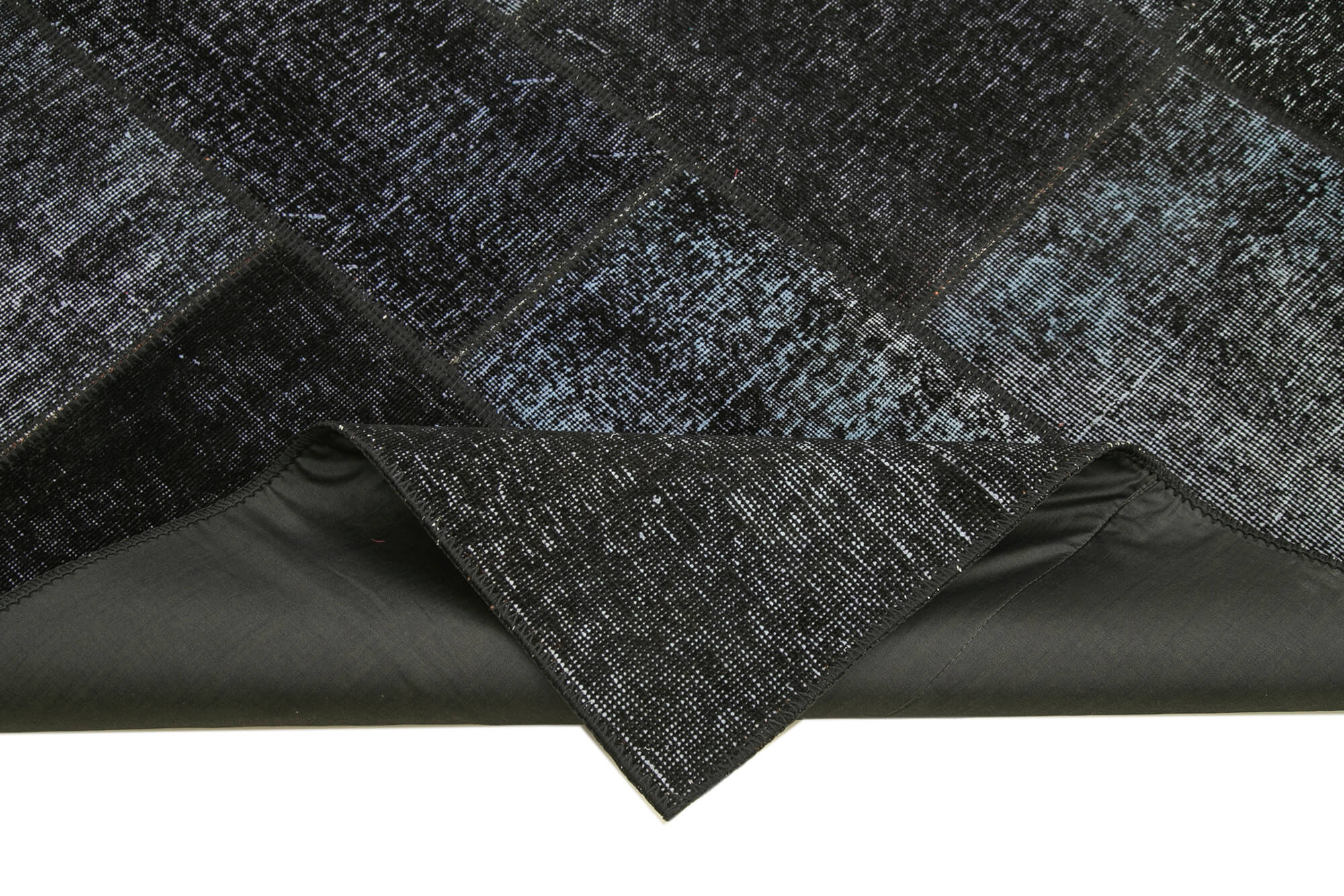 Handmade anatolian overdyed 171 cm x 247 cm black patchwork carpet
