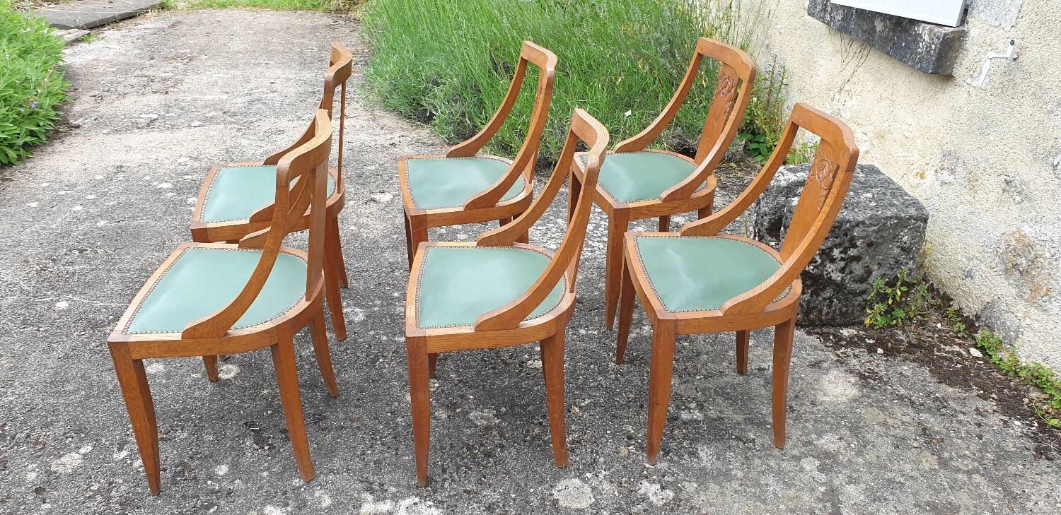 Suite de 6 chaises gondole Art Déco 1930