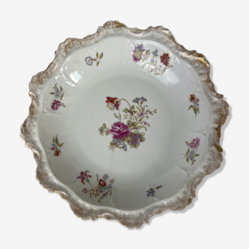 Hollow porcelain dish with flowers and gilding