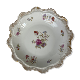 Hollow porcelain dish with flowers and gilding