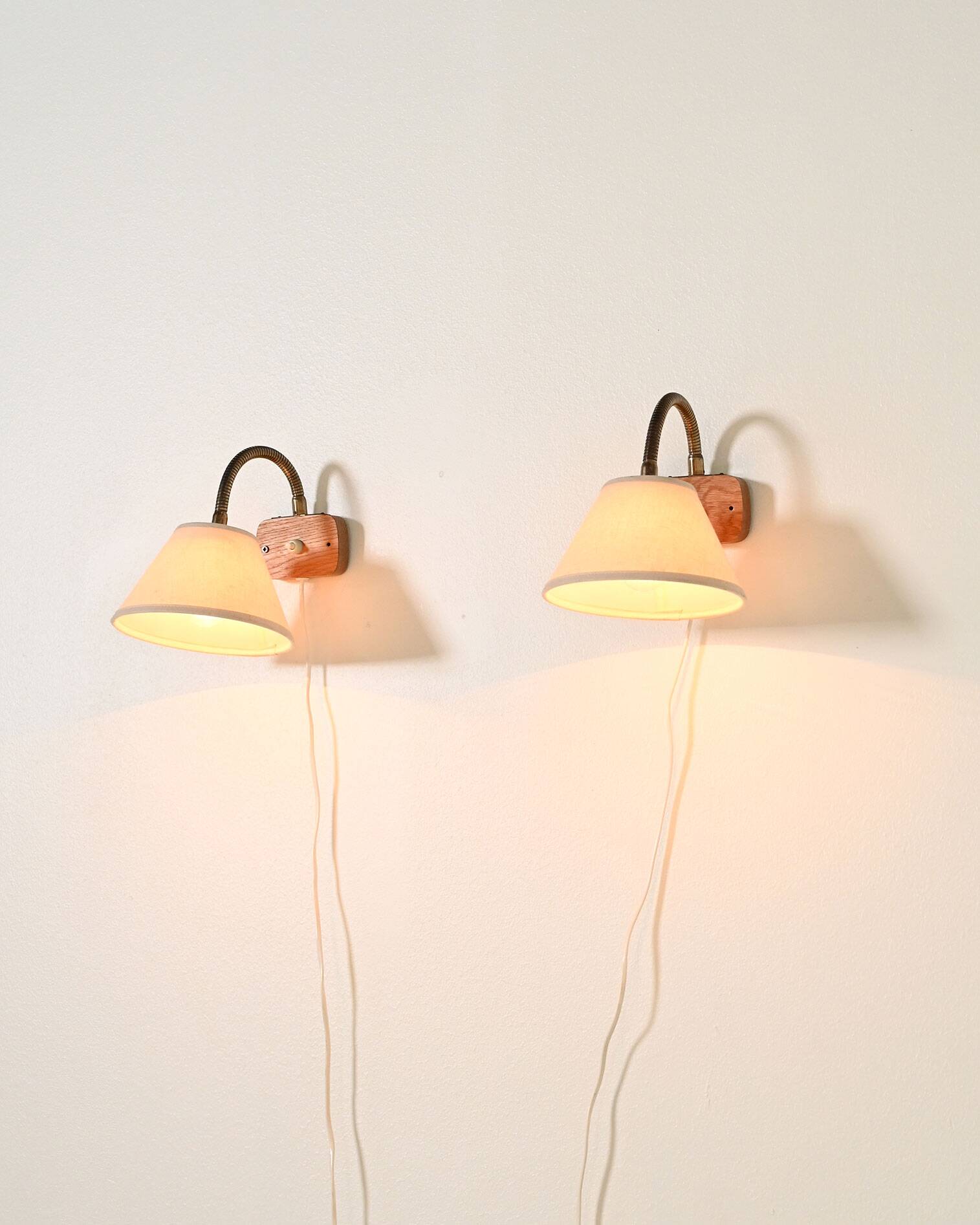 Pair of Scandinavian teak wall lamps, '50s
