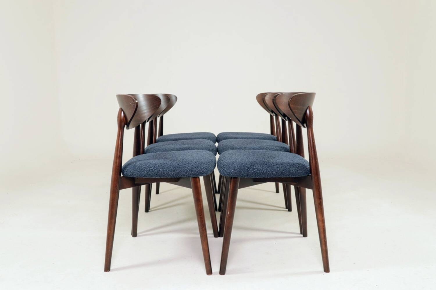Chaises de salle à manger bouclé bleu marine lot de 6