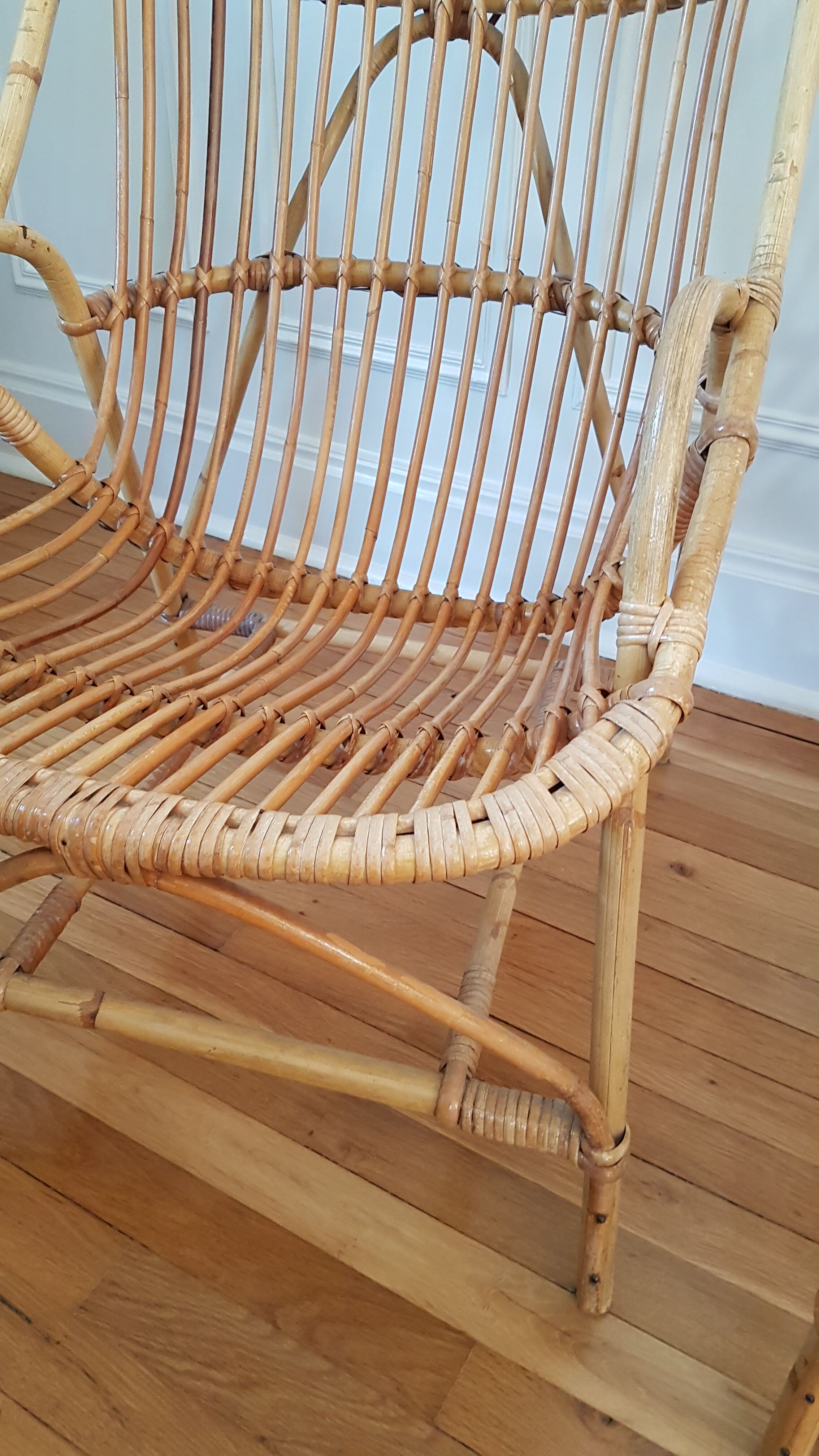 Pair of rattan armchairs