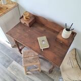 Antique solid wood desk with tiers – metal handles