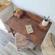 Antique solid wood desk with tiers – metal handles