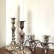 Pair of silver-plated metal candelabra in the Regency style