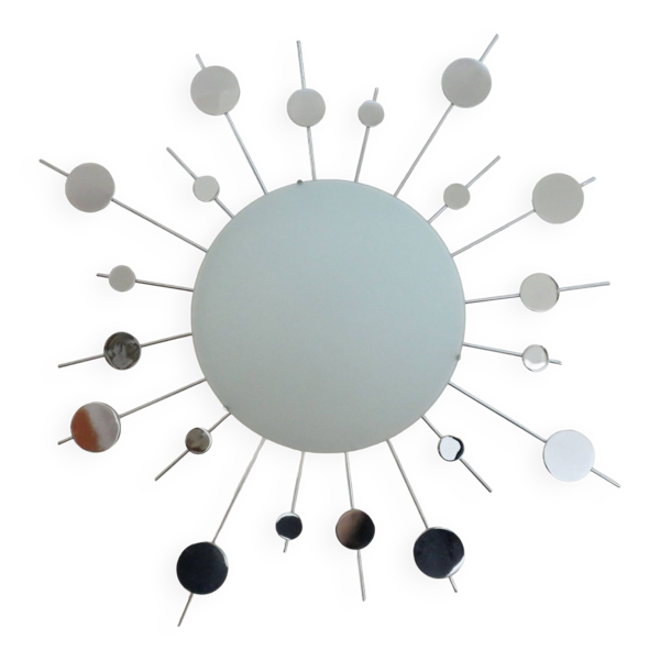 Applique ''soleil'' en métal chromé et verre dépoli années 80 90