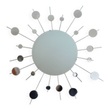 "Sun" wall lamp in chrome metal and frosted glass 80s 90s