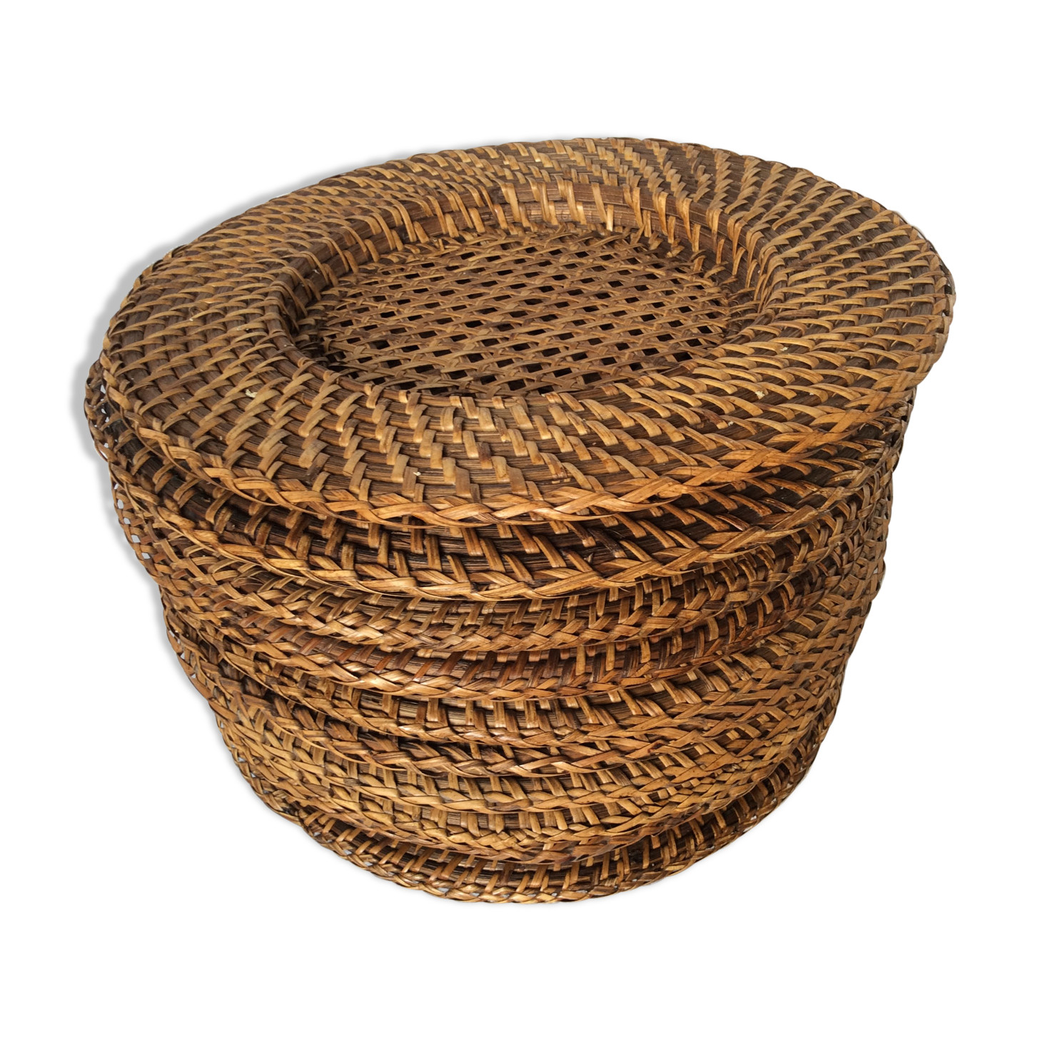 Ten rattan plates, basketry, wicker