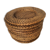 Ten rattan plates, basketry, wicker