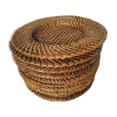 Ten rattan plates, basketry, wicker
