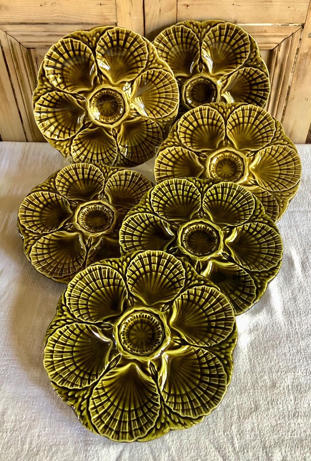 Lot 6 plates of oysters barbotine Sarreguemines