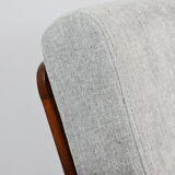 Original scandinavian armchair 60s, designer Z. Baczyk, delicate grey color, teak wood