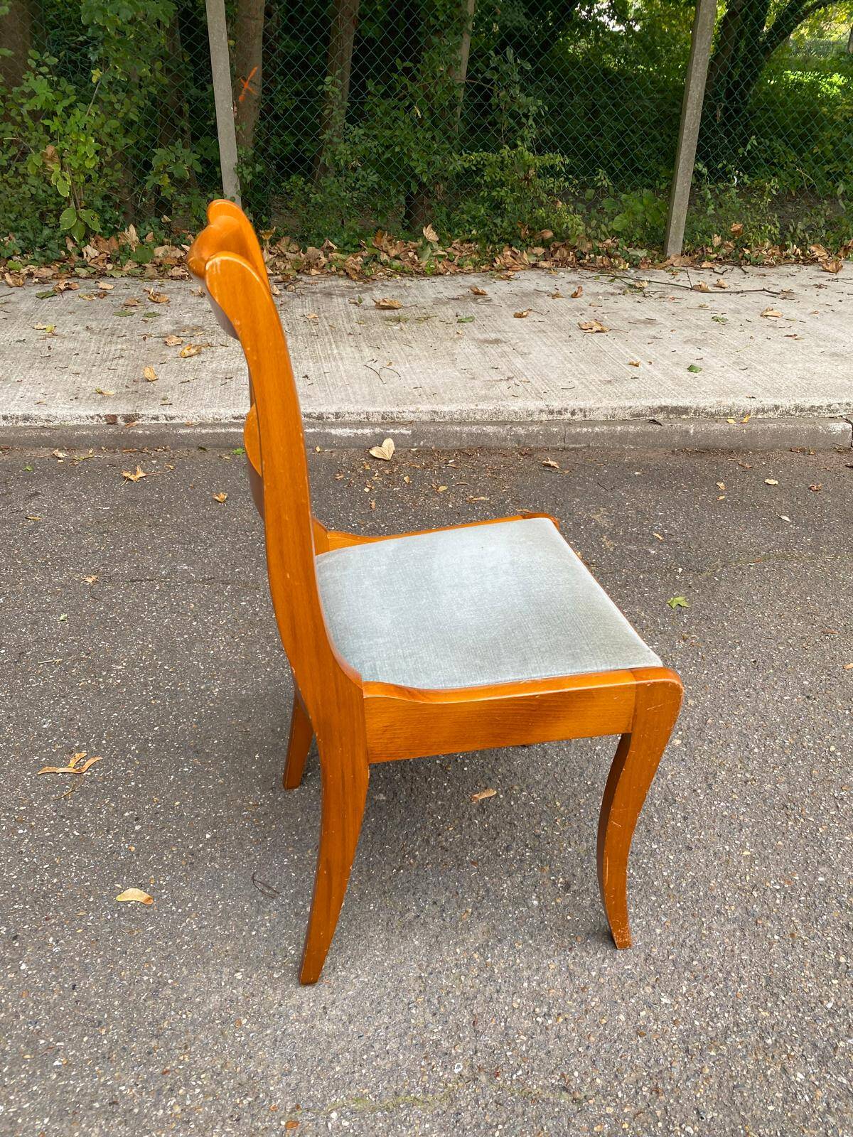 Louis Philippe solid wood and blue fabric office chair