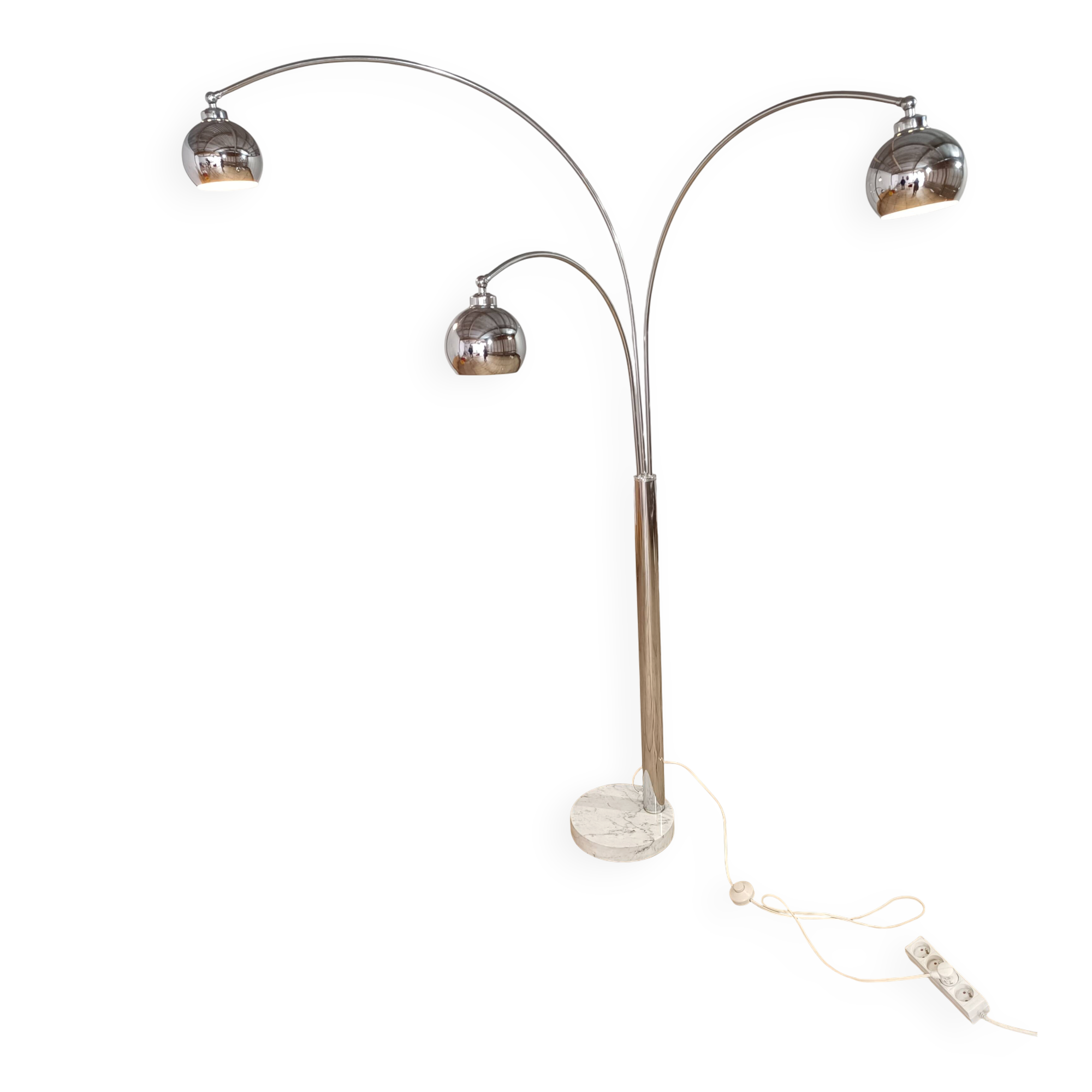 Chrome floor lamp with 3 branches