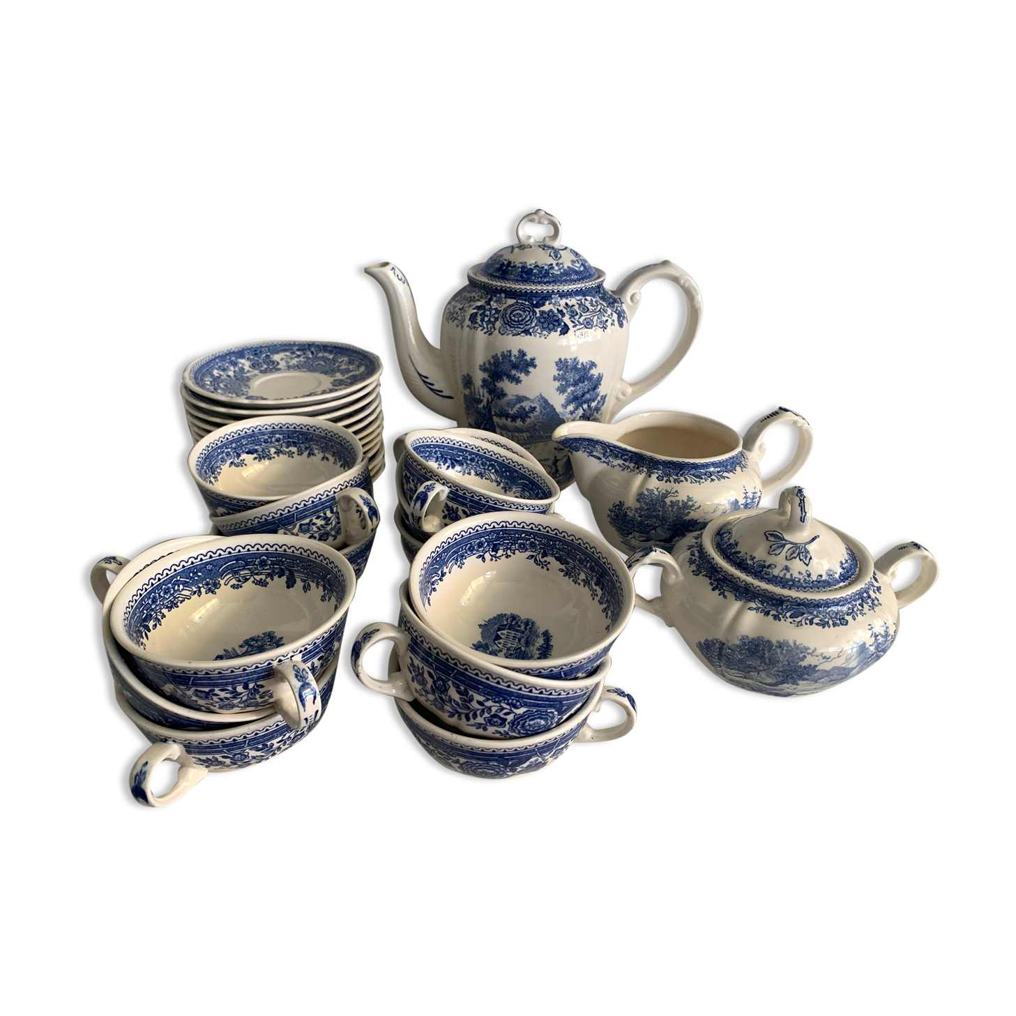 Old service Villeroy and Boch, blue Burgenland model, 27 pieces