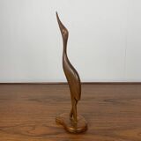 Teak Heron Statuette, Midcentury Modern