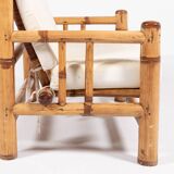Italian Modern bamboo-wicker bench, 1970's