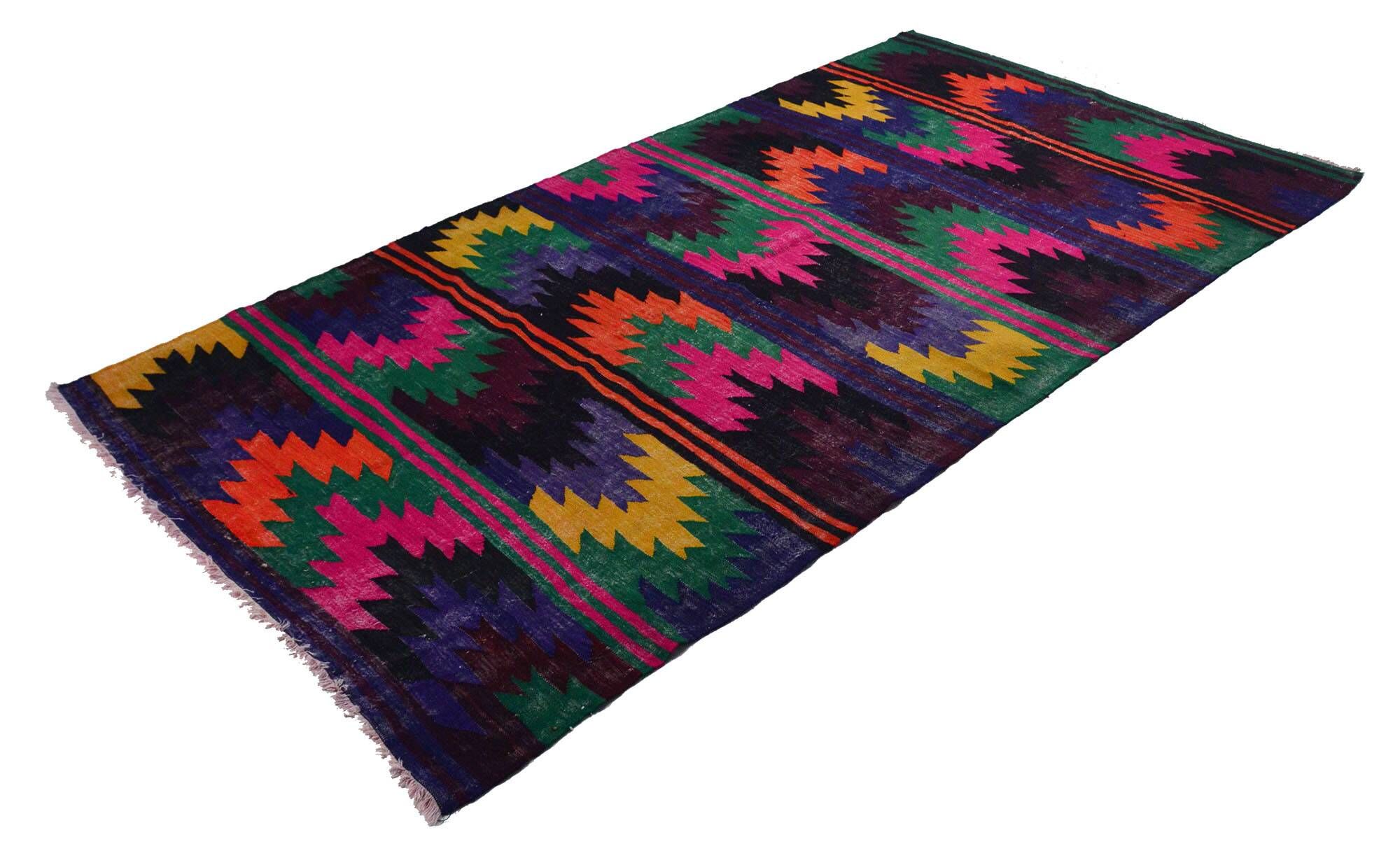 Turkish Kilim Yuruk Vintage 177x338 cm Geometric Multicoloured