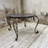 René Drouet coffee table in metal and black marble