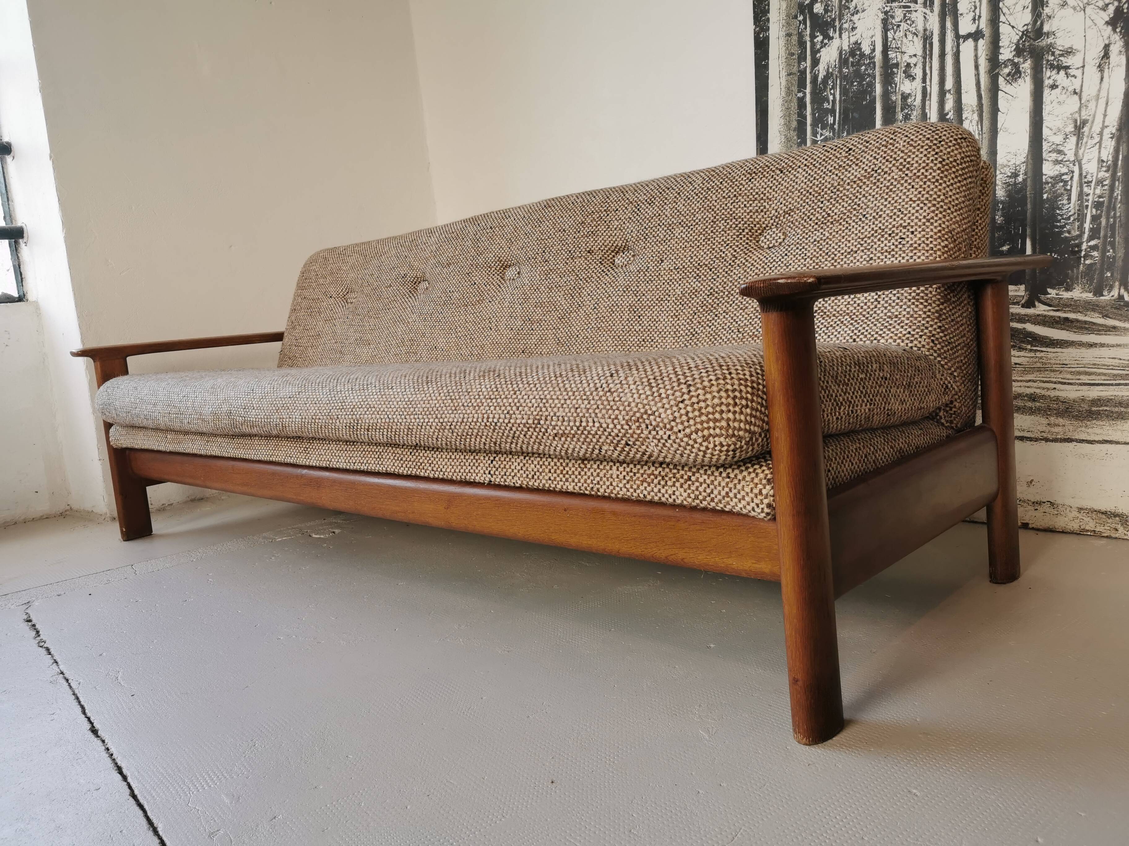 Banquette day bed en chêne design 1970