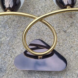 Pair of wall lamps, brass and opaline, vintage, Maison Lunel, 50s