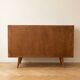 Vintage Scandinavian desk in waxed wood with 7 drawers.
