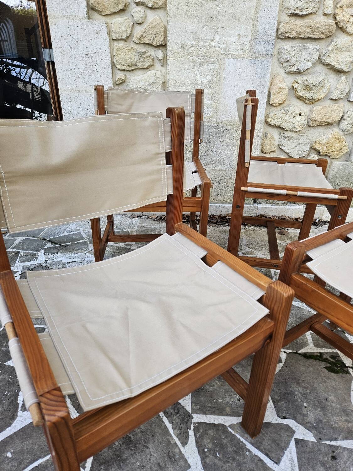 Set of 4 Safari chairs in pine