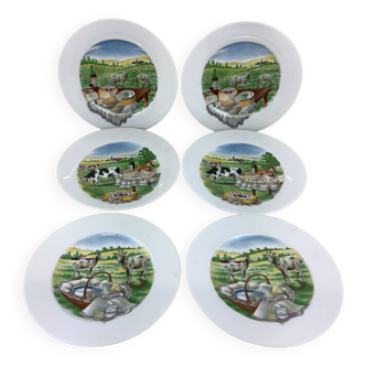 6 assiettes à fromages porcelaine limoges