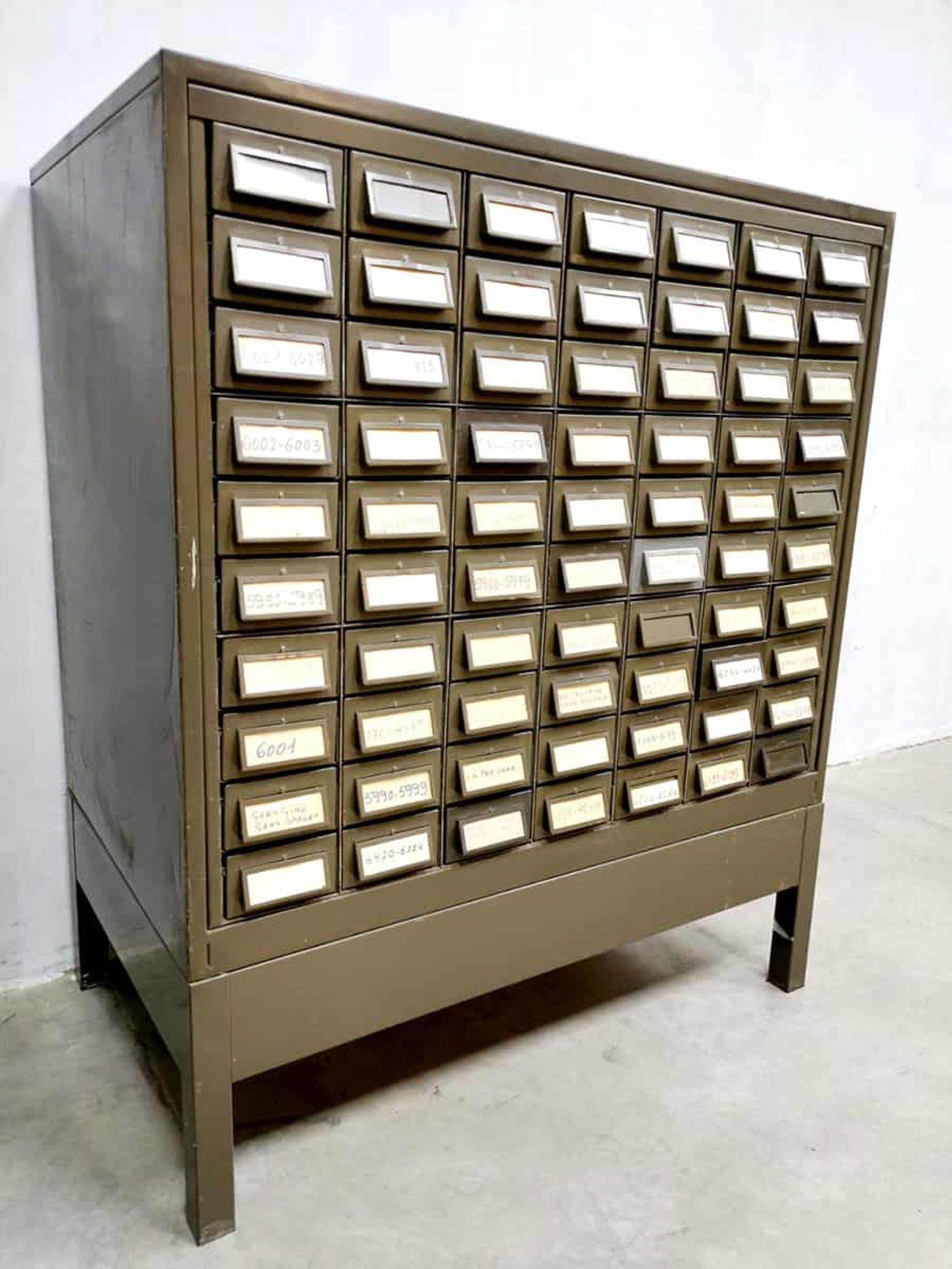 Vintage metal Industrial file cabinet chest of drawers Addressograph