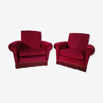 Paire de fauteuils en velours