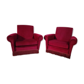 Paire de fauteuils en velours