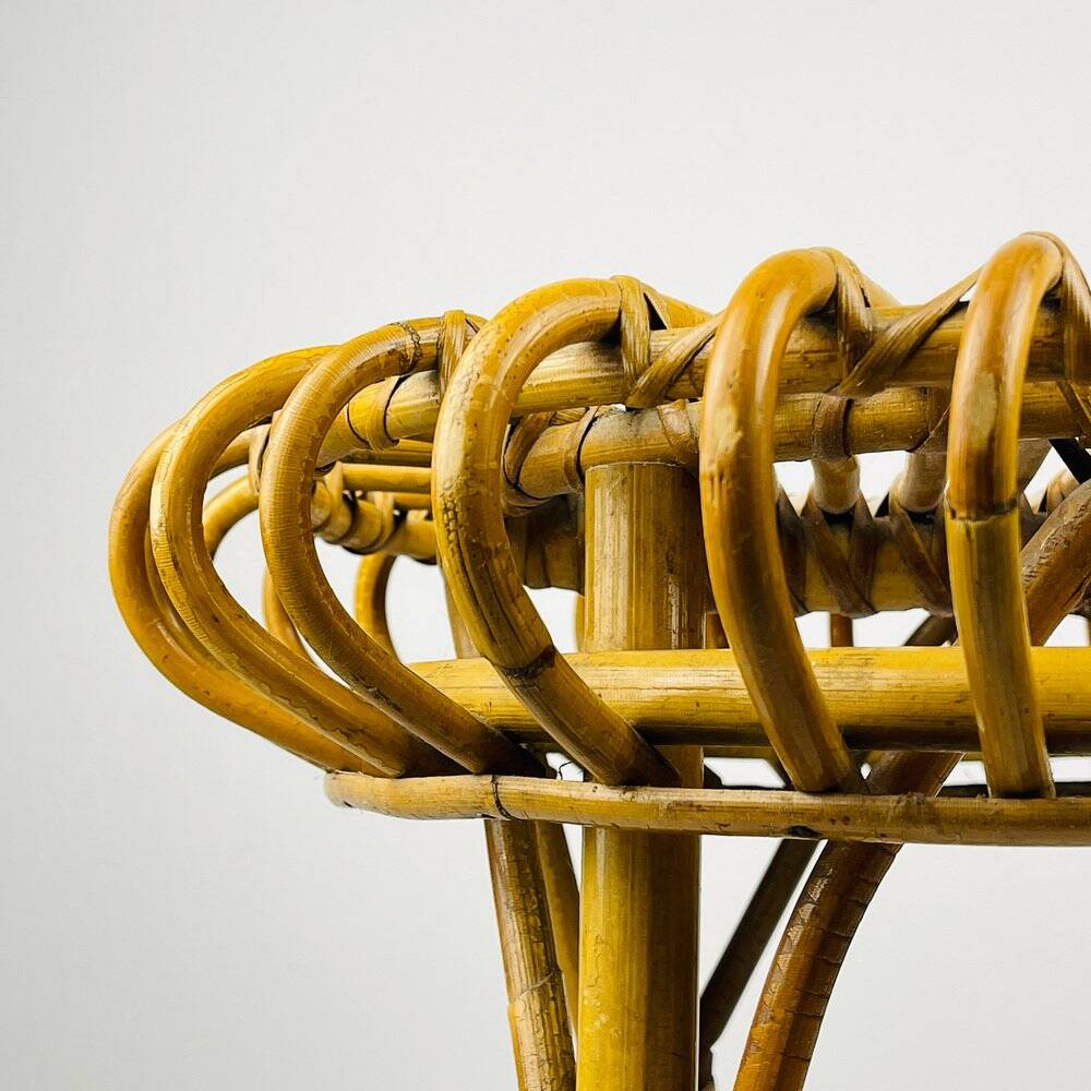 Vintage Rattan Stool attributed to Franco Albini, Italy, 1960s