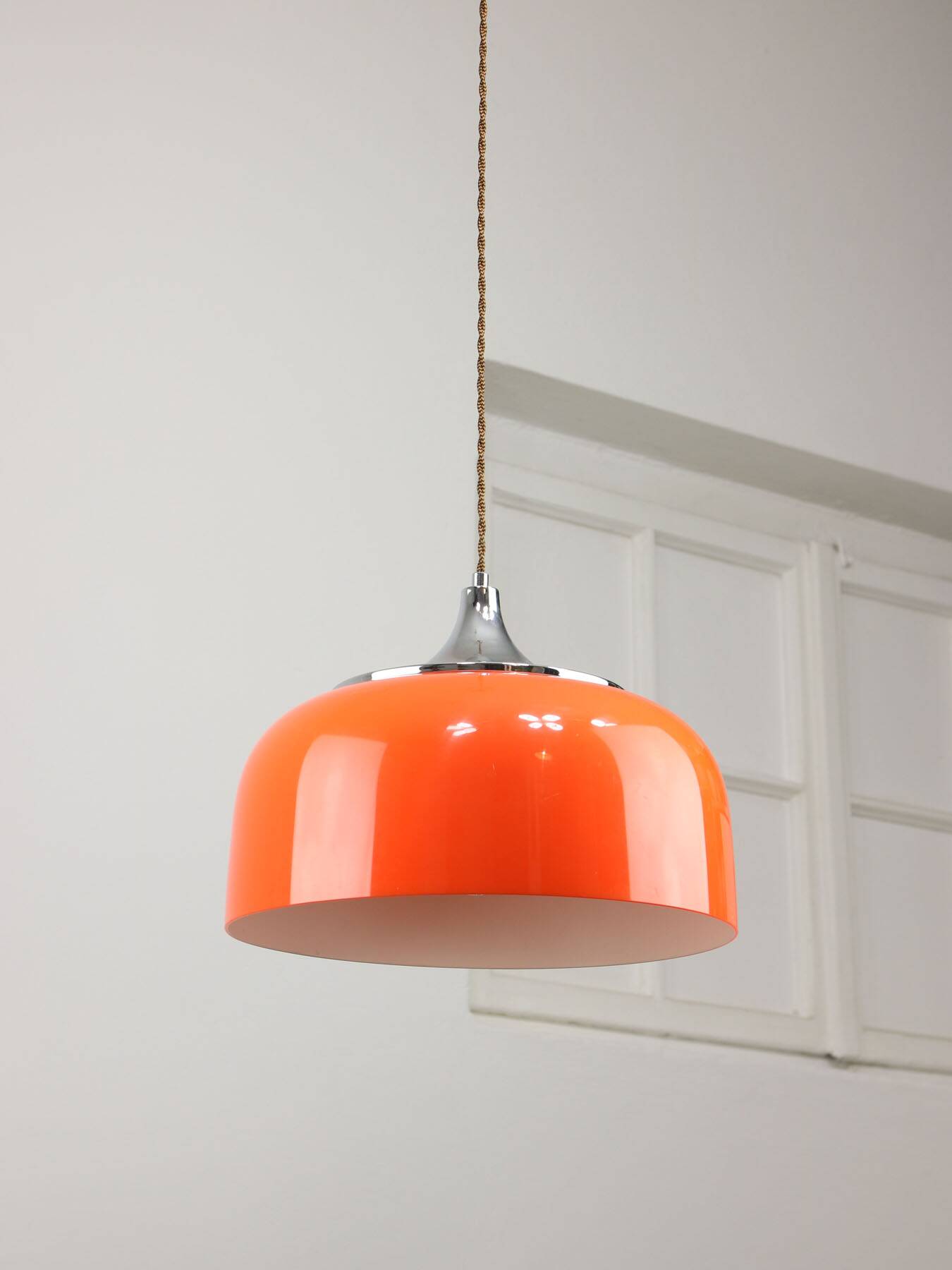 Space Age Orange Pendant Lamp from Guzzini, 1960s