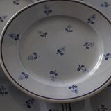 8 assiettes à dessert anciennes bleues fleuries faïencerie nouvelle