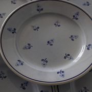 8 assiettes à dessert anciennes bleues fleuries faïencerie nouvelle