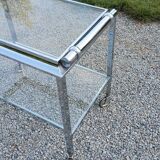 Rolling service chrome art deco double glass trays 1930