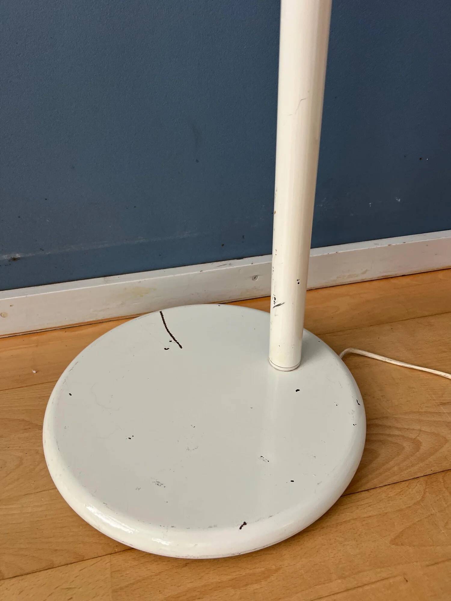 White metal vintage floor lamp with acrylic shade