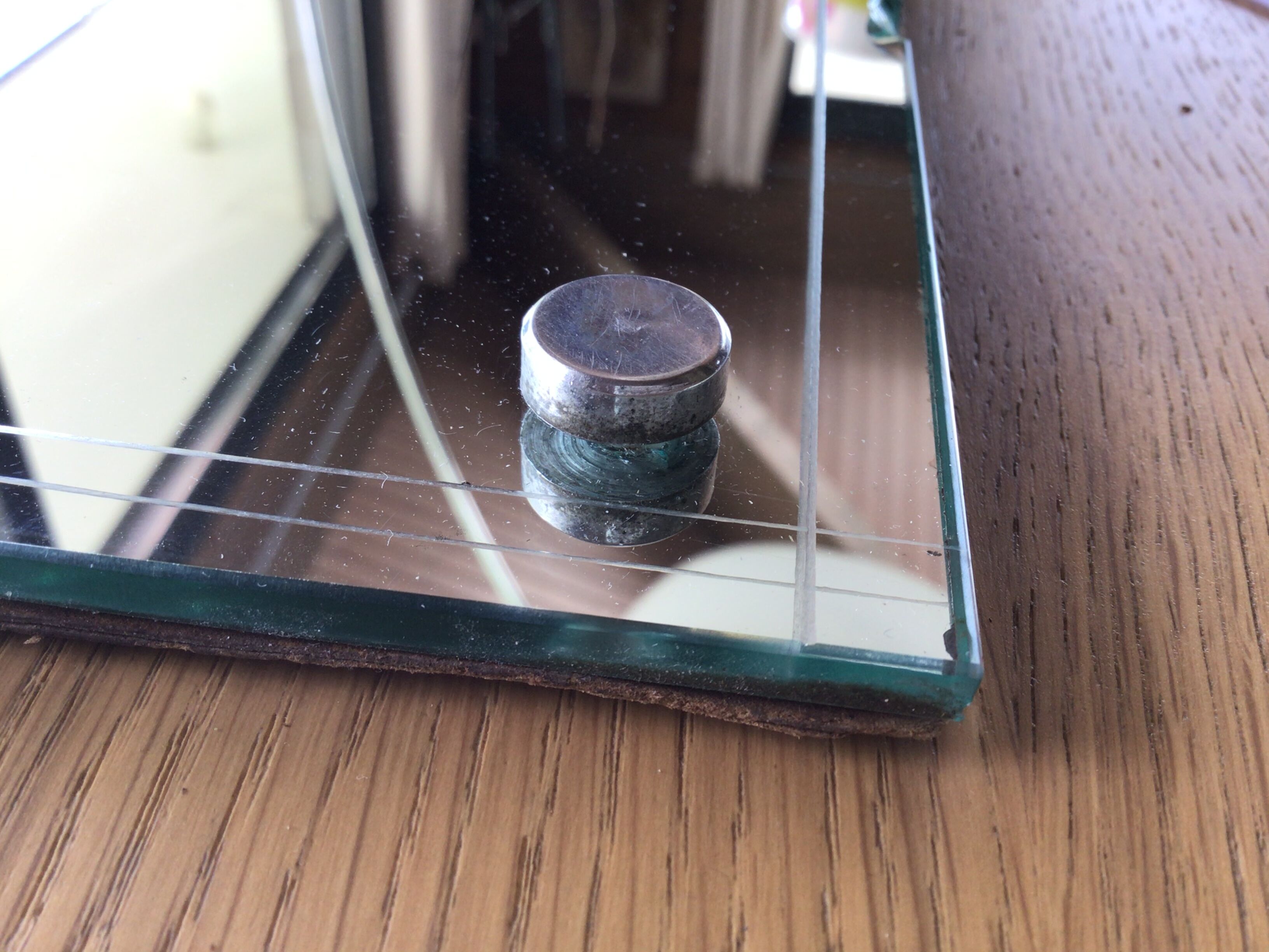 Thick engraved bevelled mirror 39cm X 30cm